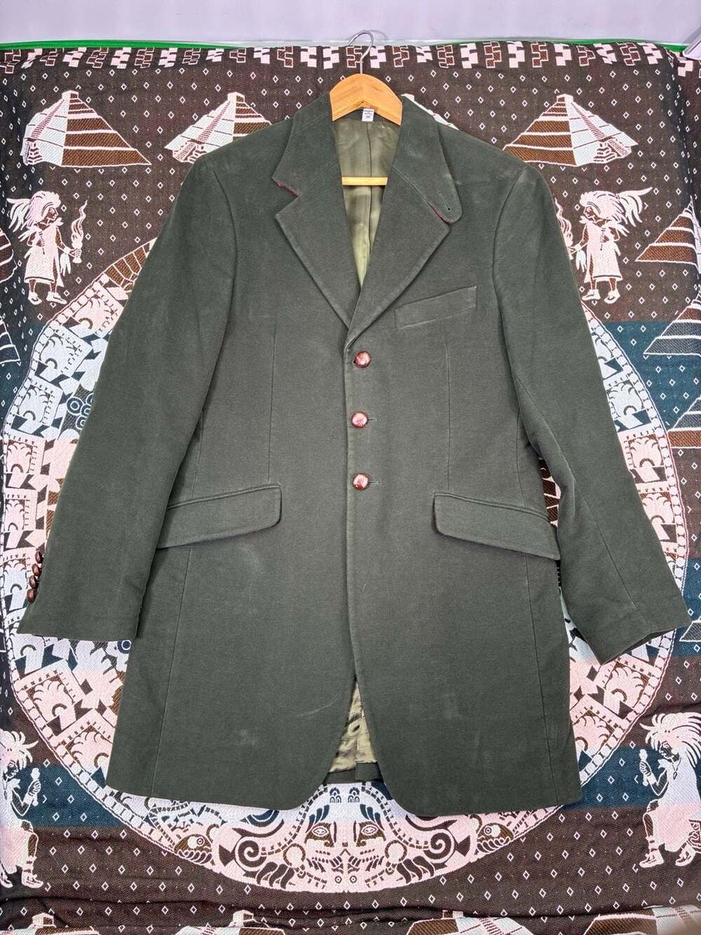 J. Peterman Duca Visconti Moleskin Sport Coat Blazer Green Size 36 - Picture 3 of 15